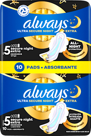Hygienické vložky Ultra secure night extra always