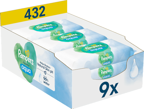 Vlhčené utierky Aqua - 9 x 48 Pampers Harmonie