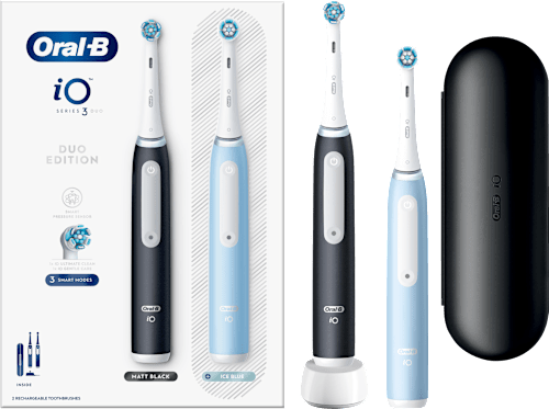 Elektrická zubná kefka iO Series 3, dvojbalenie Matt Black & Ice Blue   Oral-B