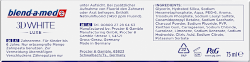Zahnpasta 3D White Luxe Aktivkohle blend-a-med