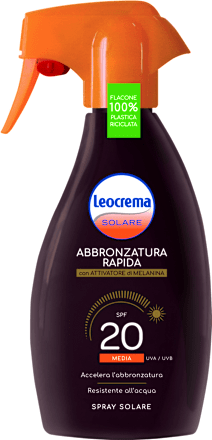 Spray solare abbronzatura rapida SPF 20 Leocrema