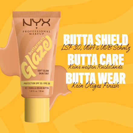 Foundation Buttermelt Glaze mit LSF 30, 02 Vanilla Bean Butta NYX PROFESSIONAL MAKEUP