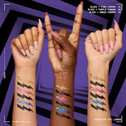 Eyeliner Beetlejuice Pinstripe Duo 02 Purple Pink Chrome NYX PROFESSIONAL MAKEUP
