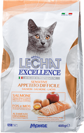 Suha hrana za mačke Sensitive losos LECHAT EXCELLENCE