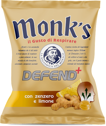 Caramelle Defend+ con zenzero e limone monk's DEFEND+