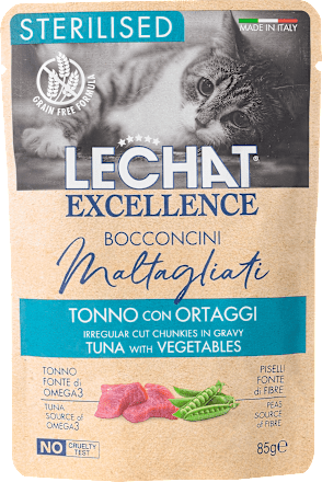 Popolna hrana za sterilizirane mačke s tuno in grahom, Sterelised LECHAT EXCELLENCE
