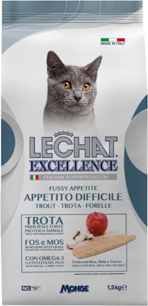Suha hrana za mačke Fussy Appetite postrv LECHAT EXCELLENCE