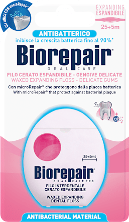 Filo interdentale cerato espandibile per gengive delicate Biorepair