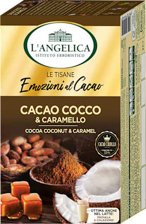 Tisana tono e carica con cacao, cocco e caramello Emozioni al Cacao L'ANGELICA