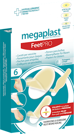 Cerotti assortiti per vesciche ai piedi megaplast