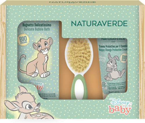 Disney Baby dárková sada , pěna, tělové mléko + hřeben NATURAVERDE
