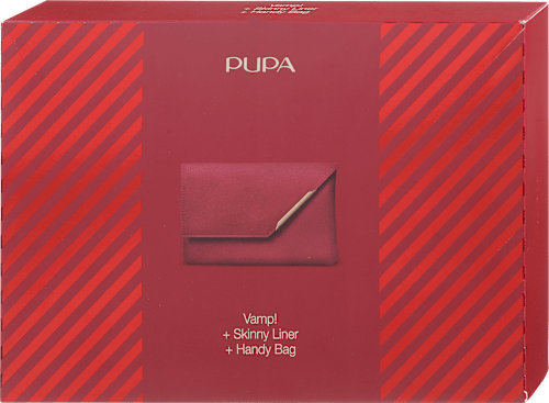 Darilni set maskara Vamp! + tekoče črtalo za oči Skinny Liner s torbico, rdeč PUPA