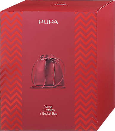 Darilni set maskara Vamp! + rdečilo za ustnice Petalips s torbico PUPA