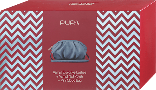 Darilni set maskara Vamp! Explosive Lashes + lak za nohte Vamp! s torbico PUPA