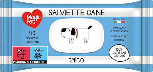 Salviette detergenti con talco per animali Magic Pet