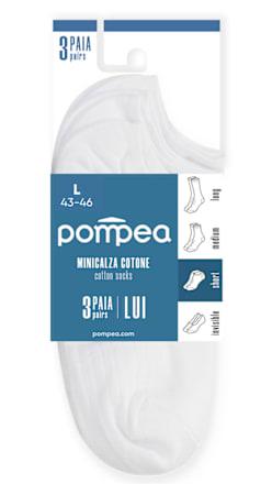 Къси мъжки чорапи Minicalza 43/46, бели Pompea