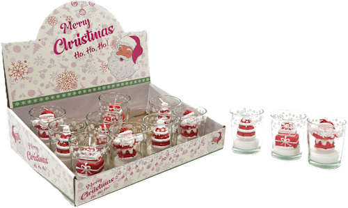 Candela natalizia in vetro assort. m HOME