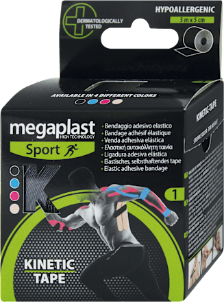Bendaggio adesivo elastico color nero megaplast