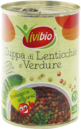 Zuppa biologica di lenticchie e verdure Vivibio