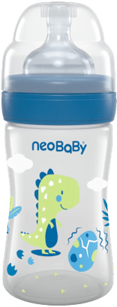 Biberon in plastica con collo largo 0m+ blu NeoBaby