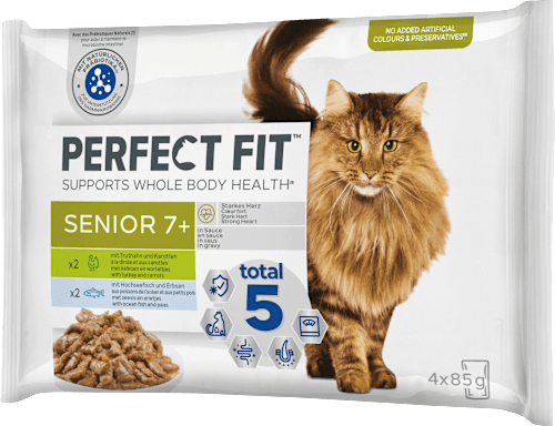Nassfutter Katze senior 7+ mit Truthahn & Weissfisch PERFECT FIT