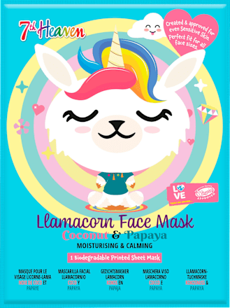 textilní pleťová maska Llamacorn 7th Heaven