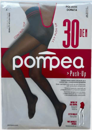Dres damă Push-Up 30 DEN 1/2 nude Polvere Dorata Pompea