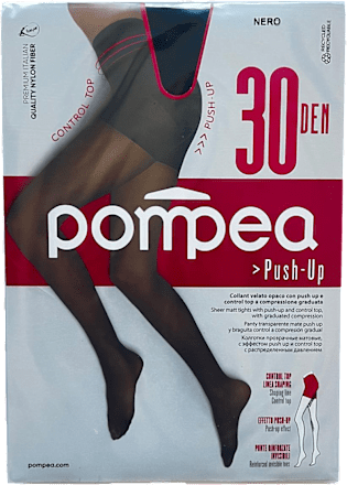 Dres damă Push-Up 30 DEN 1/2-S negru Pompea