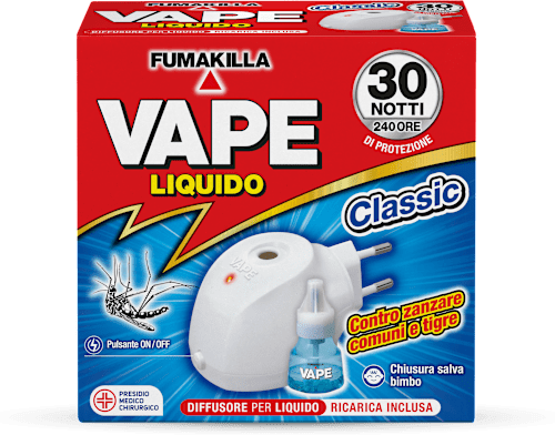 Diffusore per liquido antizanzare 30 notti con ricarica VAPE