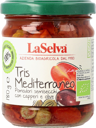 Antipasti, Halbgetrocknete Tomaten, Oliven & Kapern in Olivenöl LaSelva