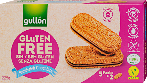 Szendvicskeksz csokoládé ízű krémmel, gluténmentes Gullon