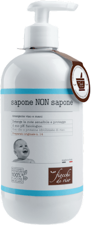Sapone non sapone detergente viso e mani fiocchi di riso