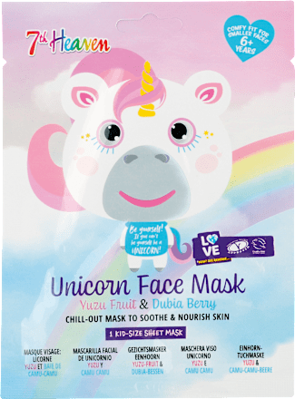 Detská pleťová maska Unicorn Yuzu Fruit & Dubia Berry 7th Heaven
