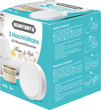 Raumentfeuchter Home & Style Nachfülltabs (3 x 450g), 1,35kg HUMYDRY