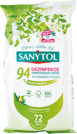 Dezinfekčné čistiace utierky 94% rastlinného pôvodu SANYTOL