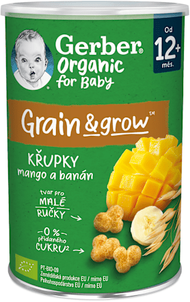organic Grain & Grow křupky s příchutí manga a banánu Gerber Organic