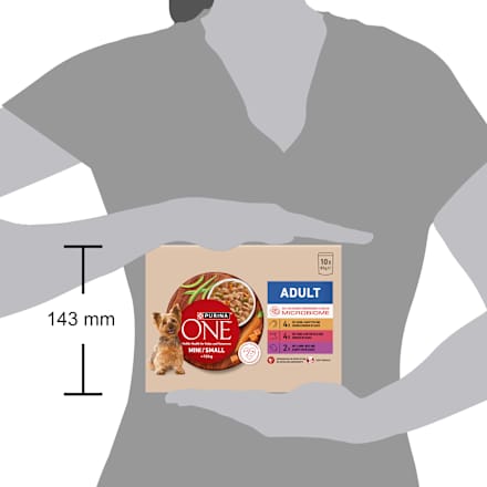 Nassfutter Hund mit Huhn, Rind, Truthahn & Lamm, Mini für kleine Rassen, Multipack (10x85 g) PURINA ONE