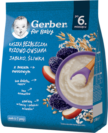 Kaszka ryżowo-owsiana bezmleczna jabłko i śliwka, po 6. miesiącu  Gerber