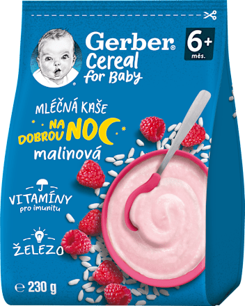 Mliečna kaša malinová na dobrú noc Gerber Cereal