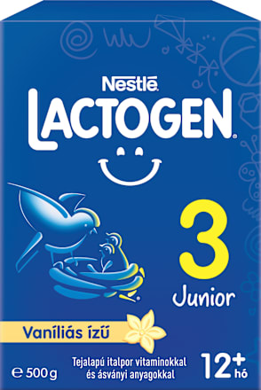 LACTOGEN 3 JUNIOR Vaníliás ízű Tejalapú italpor vitaminokkal és ásványi anyagkkal 12hó+ Nestlé