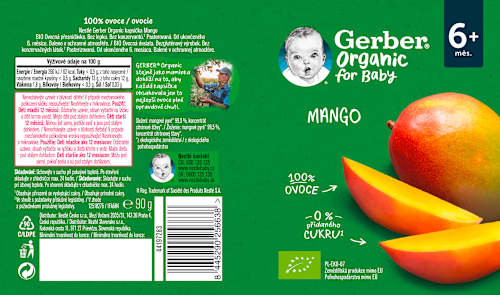 BIO příkrm v sáčku mango Gerber Organic