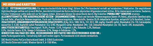 Nassfutter Katze Sensitive mit Huhn & Karotten, Multipack (8x85 g) PURINA ONE