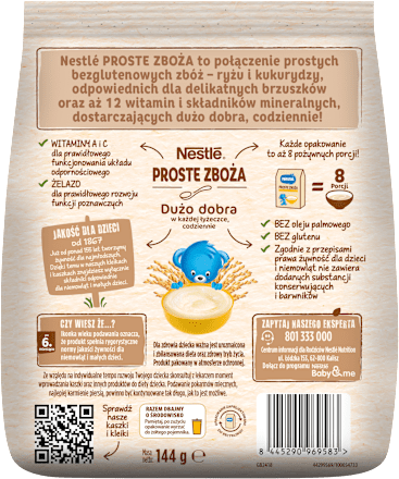 Kaszka ryżowo-kukurydziana o smaku bananowym, bezmleczna,  po 6 miesiącu Proste Zboża Nestlé