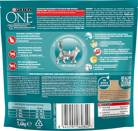 Trockenfutter Katze mit Rind & Weizen, Sterilcat, Adult PURINA ONE