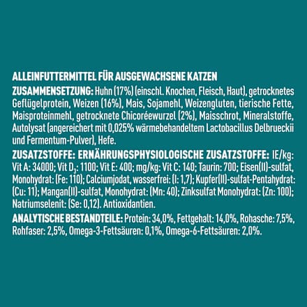 Trockenfutter Katze mit Huhn & Vollkorn Getreide, Adult  PURINA ONE