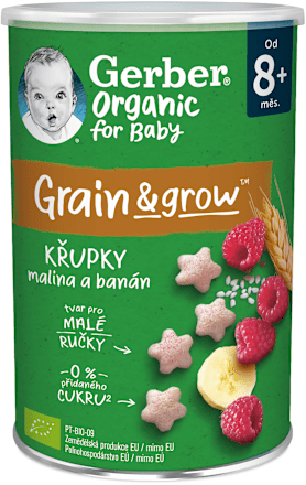 organic Grain & Grow křupky s příchutí maliny a banánu Gerber Organic