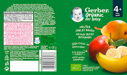 Kapsička hruška, jablko a banán Gerber Organic