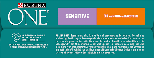 Nassfutter Katze Sensitive mit Huhn & Karotten, Multipack (8x85 g) PURINA ONE