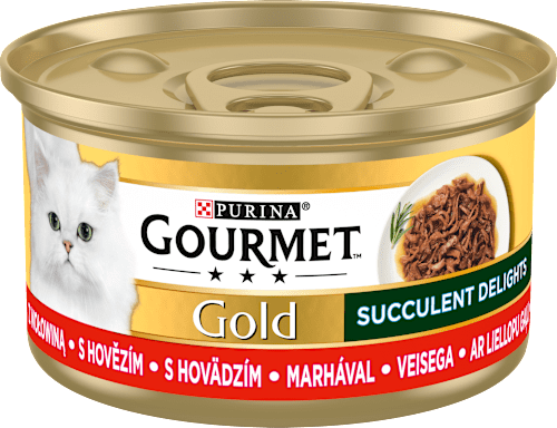Karma dla kotów dorosłych z wołowiną Gourmet GOLD Succulent Delights  Purina Gourmet