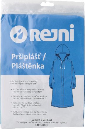 Priehľadný pršiplášť pre deti - s výškou 140-150 cm, modrá REJNI